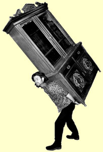 Ross Collins carrying heavy furniture